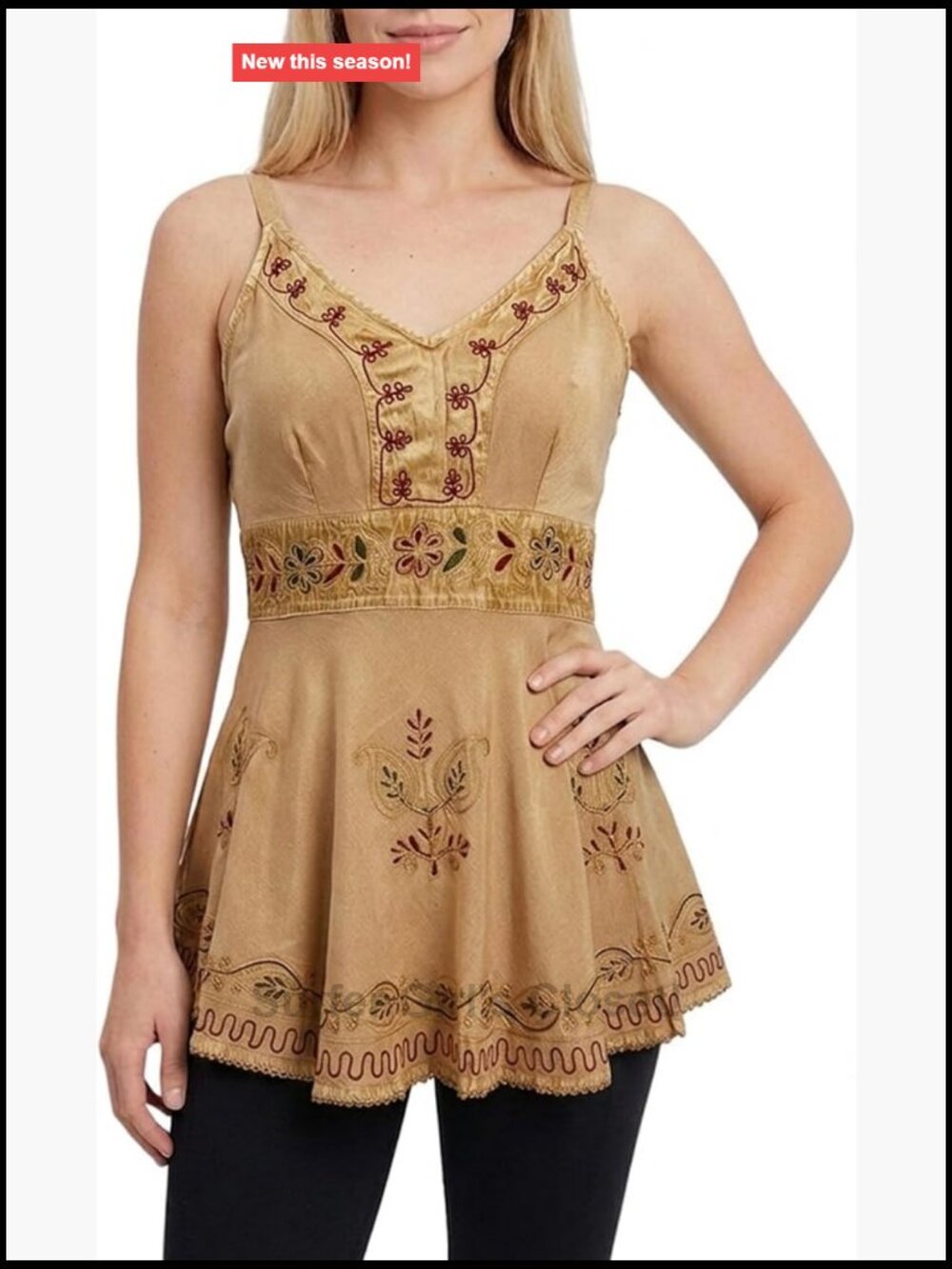 Boho Embroidered Sleeveless Tank Top Women Flowy Rayon Summer Blouse
